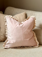 Ruffle Matte Velvet Cushion- Pink