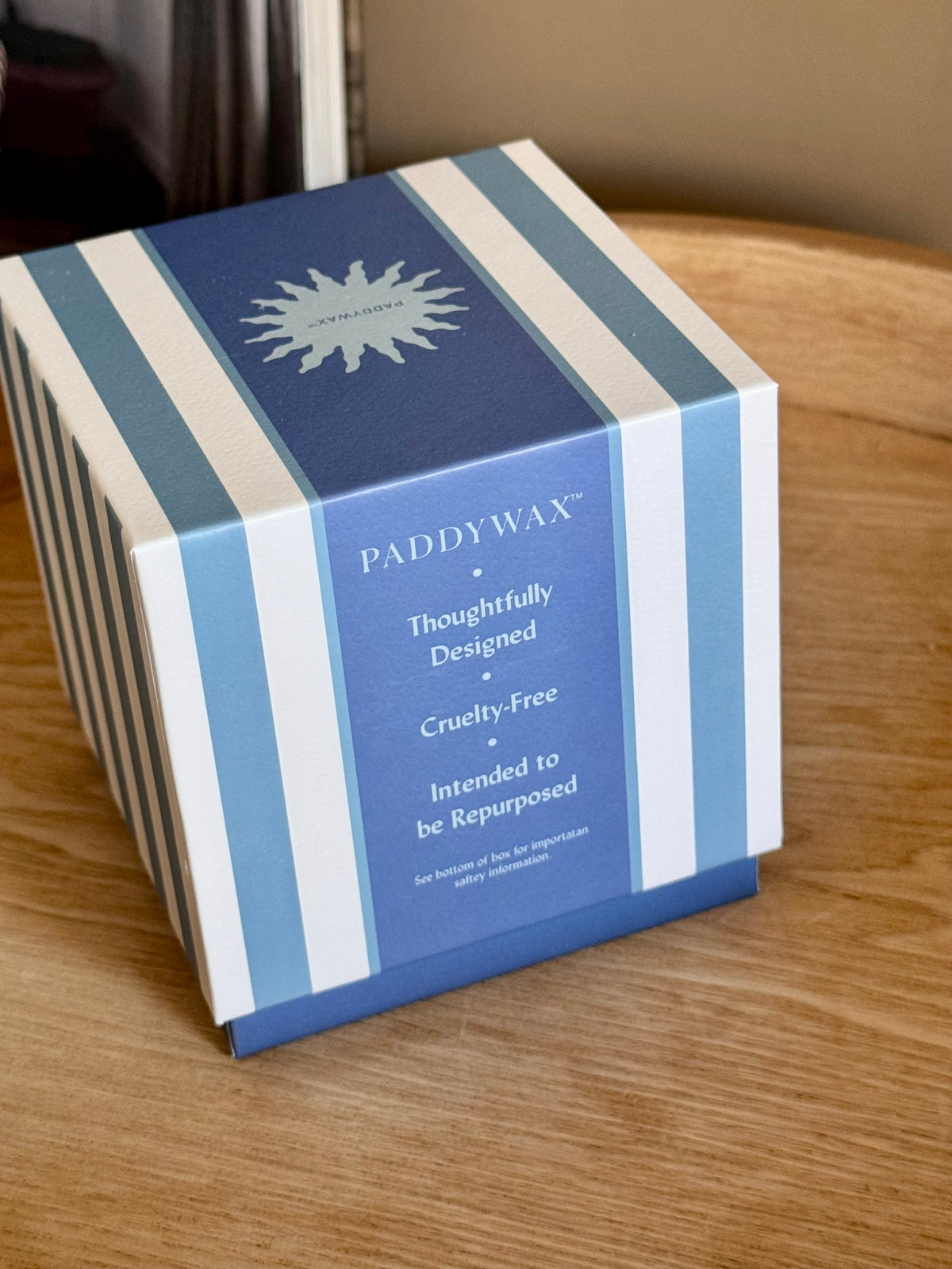 Blue Striped Ceramic Candle- Lost At Sea