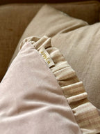 Ruffle Matte Velvet Cushion- Pink