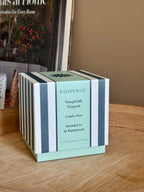 Teal Striped Ceramic Candle